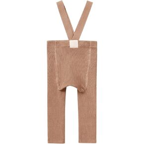 Newborn Infant Baby Knit Long Leggings with Suspenders Knit Ribbed Overalls Fall Outfit Clothes for Girls Boys