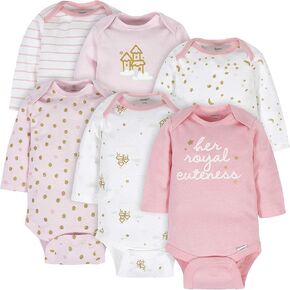 Gerber Baby Girls' 6-pack Long-sleeve Onesies Bodysuits in Kuwait