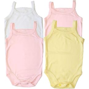 B-One Kids Baby Girls' Camisole Bodysuit Cotton Super Soft 4-Pack in Saudi Arabia