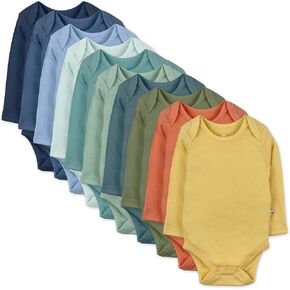 HonestBaby 10-Pack Long Sleeve Bodysuits One-piece 100% Organic Cotton for Infant Baby Boys, Girls, Unisex in Kuwait