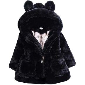 WEONEDREAM Toddler Girls Winter Fleece Coat Kids Hooded Faux Fur Jacket Baby Warm Outwear in Saudi Arabia
