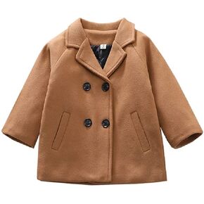 MoZiKQin Toddler Baby Boys Girls Wool Coat Winter Warm Double Breasted Trench Coat Kids Jacket Outwear Clothes in Kuwait