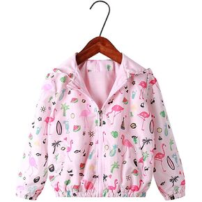 Feidoog Kids Baby Toddler Girls Cartoon Spring Fall Outerwear Windbreaker Zipper Hooded Jackets Coat in Kuwait