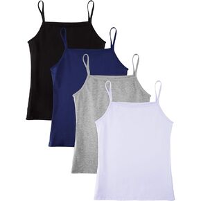 SATINIOR 4 Pieces Girls Dance Tank Top Sleeveless Spaghetti Strap Crop Tank Top for Dancewear