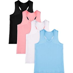 SATINIOR 4 Pieces Girls Dance Tank Tops Racerback Crop Tank Tops Sleeveless Top for Gymnastics and Dancewear in Saudi Arabia