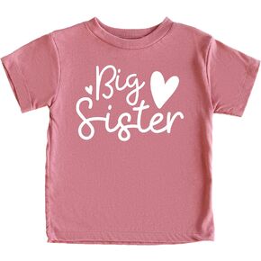 Olive Loves Apple Cursive Big Sister Hearts Sibling Reveal T-Shirt for Baby and Toddler Girls Sibling Outfits in Saudi Arabia