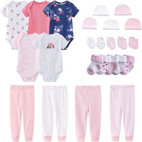 MAMIMAKA Newborn Layette Gift Set Bodysuits Pants for Baby Girl and Boy 24 Piece 100% Cotton Essentials and Accessories in Kuwait