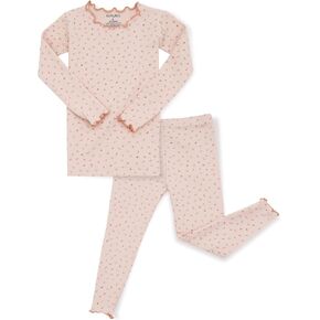 AVAUMA Baby Boy Girl Pajama Set 6M-7T Kids Cute Toddler Snug fit Flower Pattern Design Pjs Cotton Sleepwear Ruffled Shirring in Saudi Arabia