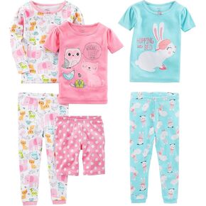 Simple Joys by Carter's Girls 6-piece Snug Fit Cotton Pajama Set in Kuwait
