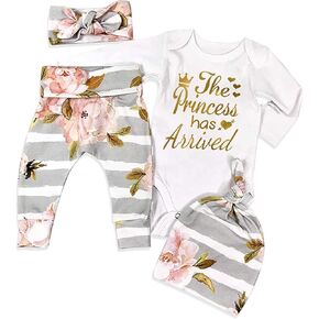 KANGKANG Newborn Baby Girl Clothes Im New Here Infant Newborn Outfit Cute Toddler Baby Girl Outfits 4PC Set