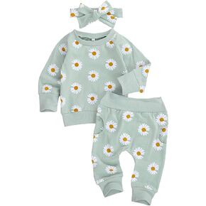 Newborn Infant Baby Girl Clothes Set Long Sleeve Sweatshirts Tops Pants Outfits Clothing Gifts 3 6 9 12 18 24 Months in Kuwait