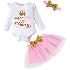 Newborn Baby Girl Outfits Infant Letter Print Romper+Tutu Skirt+Headband+Legging Warmer Coming Home Clothes Set in Saudi Arabia
