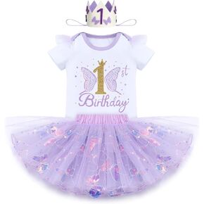 IDOPIP Butterfly 1st Birthday Outfit Baby Girl Sequin Butterfly Romper Tutu Skirt Headband Costume for Cake Smash Photo Shoot in Saudi Arabia