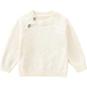 pureborn Baby Toddler Boys Girls Pullover Sweater Cotton Knit Button Closure Sweaters