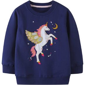 RETSUGO طفل رضيع الفتيات بلوزات بلوزة كاجوال Crewneck الشتاء كم طويل بلايز قمصان الملابس 3T-8T in Saudi Arabia