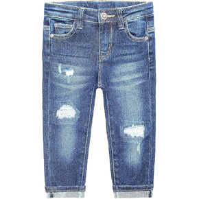 KIDSCOOL SPACE Baby Girl Boy Jeans,Little Kid Elastic Band Inside Ripped Denim Jeans Pants in Saudi Arabia