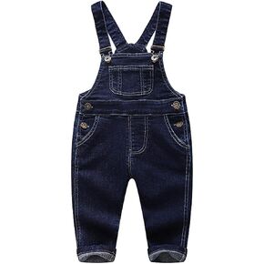KIDSCOOL SPACE Baby & Little Boys/Girls Blue & Black Denim Overalls,Jean Workwear