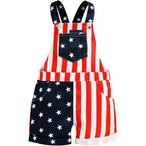 Noubeau 4th of July Unisex Baby Girl Boy Bib Overalls American Flag Romper Strap Jumpsuits Pocket Shorts Patriotic Outfit in Saudi Arabia
