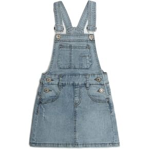 KIDSCOOL SPACE Baby Little Girls Skirt,Ripped Soft Strechy Denim Girls Summer Overalls Dress