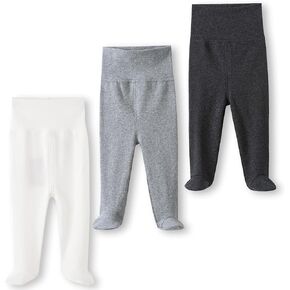 ACESTAR Newborn Infant Baby Boys Girls Cotton High Waist Footed Pants Casual Leggings with Feet 0-12 Months 3-PACK/1-PACK in Saudi Arabia