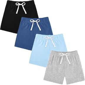 Resinta 4 Packs Unisex Baby Toddler Cotton Shorts Baby Pull-on Shorts with Drawstring Soft Summer Clothes for Daily Wear in Kuwait