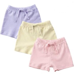 Teach Leanbh Unisex-Baby 3-Pack Cotton Soild Color Short with Drawstring 3-24 Months in Kuwait