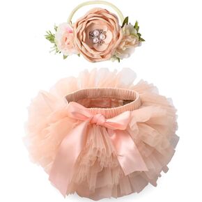 Baby Girls Tutu Skirt with Diaper Cover Soft Tulle Bloomers and Headband Sets 6M-3T