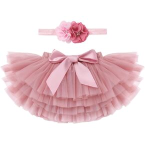 Baby Girl Tutu Skirt with Diaper Cover Toddler Girls Tulle Bloomers and Headband First Birthday Cake Smash Outfits 0-3T in Saudi Arabia
