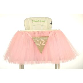 Originals Group Six Months Half Year Old 1st Birthday Baby Pink Tutu Skirt for High Chair Decoration for Party Supplies in Saudi Arabia