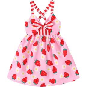 Toddler Baby Girls Summer Skirt Ice Cream Print Sleeveless Strap Backless Dress in Saudi Arabia
