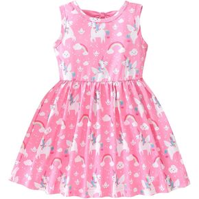 Popshion Toddler Summer Dresses for Girls Leopard Print Dress Back Bowknot Dress Dinosaur Clothes Kids Sleeveless Sundress in Saudi Arabia
