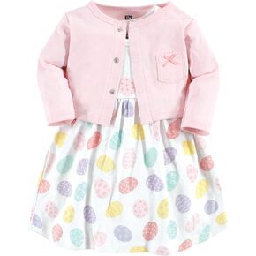 Hudson Baby Infant and Toddler Girls Cotton Dress and Cardigan Set in Kuwait