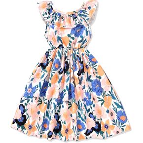 Toddler Baby Girl Sun Dress Wildflower Floral Seaside Beach Dress Overall Outfits Onepiece in Saudi Arabia