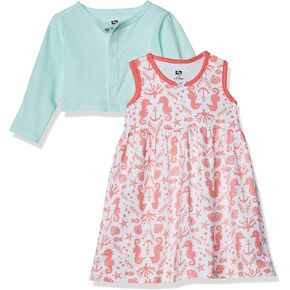 Hudson Baby baby-girls Cotton Dress, Cardigan and Shoe Set in Kuwait