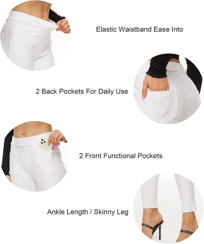 Ginasy Dress Pants for Women Business Casual Stretch Pull On Work Office Dressy Leggings Skinny Trousers with Pockets in Saudi Arabia