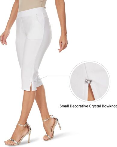 Ginasy Capri Pants for Women Casual Summer Dressy Pull On Stretch High Waisted Crop Work Leggings with Pockets in Saudi Arabia