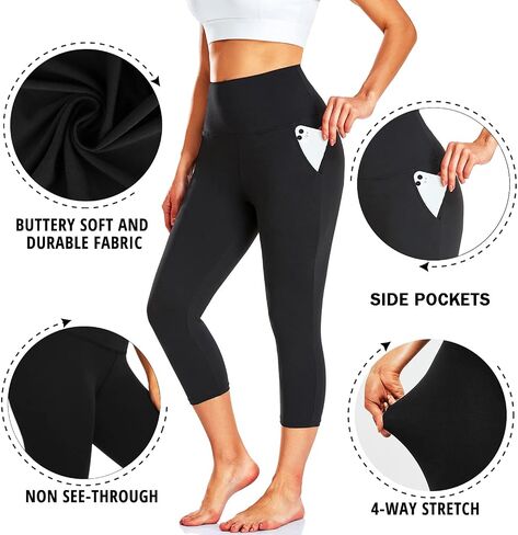 FULLSOFT 3 Pack Leggings for Women High Waisted Soft Tummy Control Yoga Pants for Workout Athletic Running Reg & Plus Size in Saudi Arabia