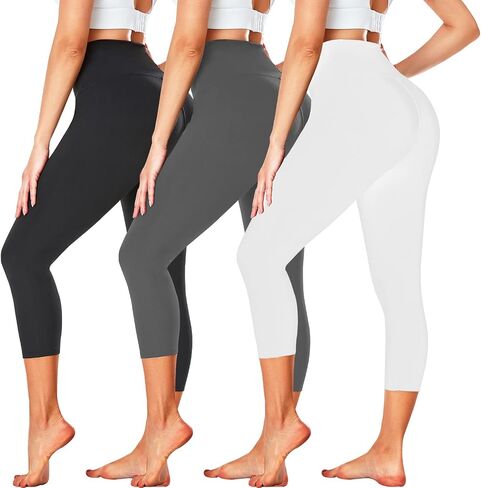 FULLSOFT 3 Pack Leggings for Women High Waisted Soft Tummy Control Yoga Pants for Workout Athletic Running Reg & Plus Size in Saudi Arabia