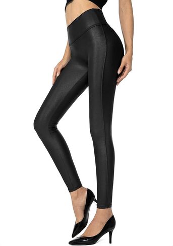 SANTINY Women's Faux Leather Leggings Pants Stretch High Waisted Tights for Women in Saudi Arabia