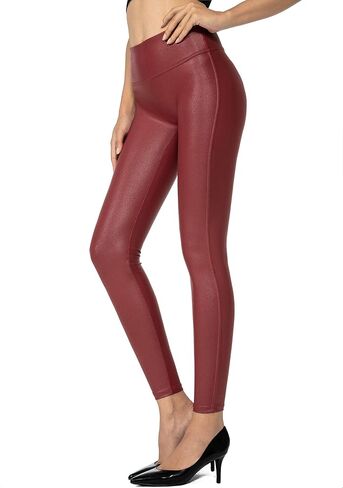 SANTINY Women's Faux Leather Leggings Pants Stretch High Waisted Tights for Women in Saudi Arabia