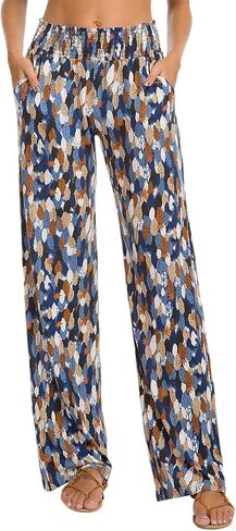 Urban CoCo Women's Boho Palazzo Pants Wide Leg Beach Pants High Waisted Lounge Pants with Pockets in Saudi Arabia