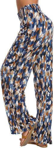 Urban CoCo Women's Boho Palazzo Pants Wide Leg Beach Pants High Waisted Lounge Pants with Pockets in Saudi Arabia
