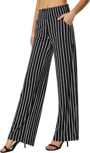 Urban CoCo Women's Boho Palazzo Pants Wide Leg Beach Pants High Waisted Lounge Pants with Pockets in Saudi Arabia