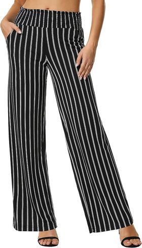 Urban CoCo Women's Boho Palazzo Pants Wide Leg Beach Pants High Waisted Lounge Pants with Pockets in Saudi Arabia