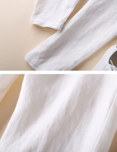 IXIMO Women's Tapered Pants 100% Linen Drawstring Back Elastic Waist Ankle Length Pants in Kuwait