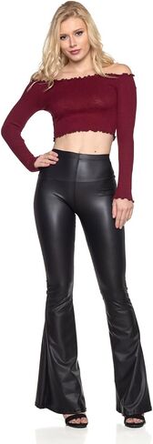 Women's J2 Love Faux Leather Bell Botom Flare Pants in Saudi Arabia