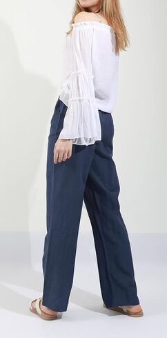 CHARTOU Women's Summer Drawstring Waist Wide Leg Loose Cotton Linen Palazzo Pants in Saudi Arabia