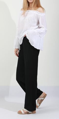 CHARTOU Women's Summer Drawstring Waist Wide Leg Loose Cotton Linen Palazzo Pants in Saudi Arabia