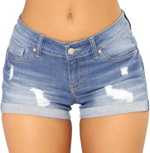 vanberfia Women's Stretchy Denim Jean Shorts with Pockets… in Saudi Arabia
