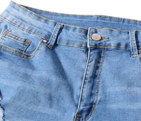 vanberfia Women's Stretchy Denim Jean Shorts with Pockets… in Saudi Arabia
